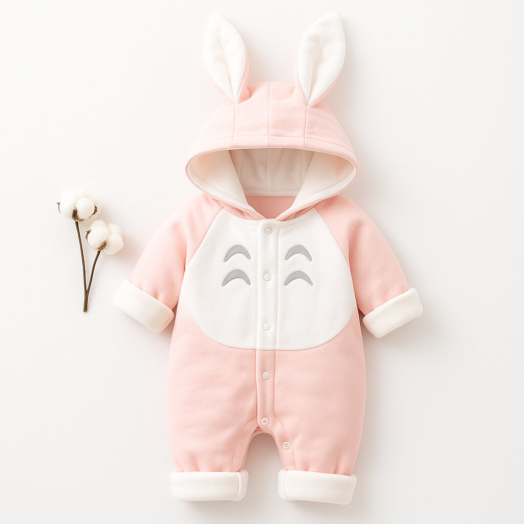Cotton baby romper thickened chinchilla hooded