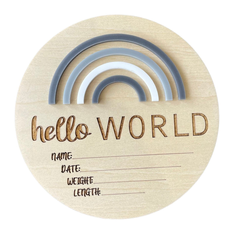 Timber Tinkers Announcement Disc - Hello World Rainbow Grey