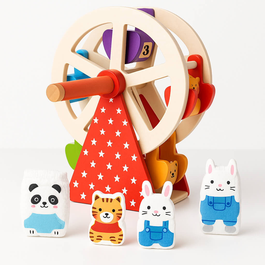 Wooden Animal Hand Ferris Wheel for Baby