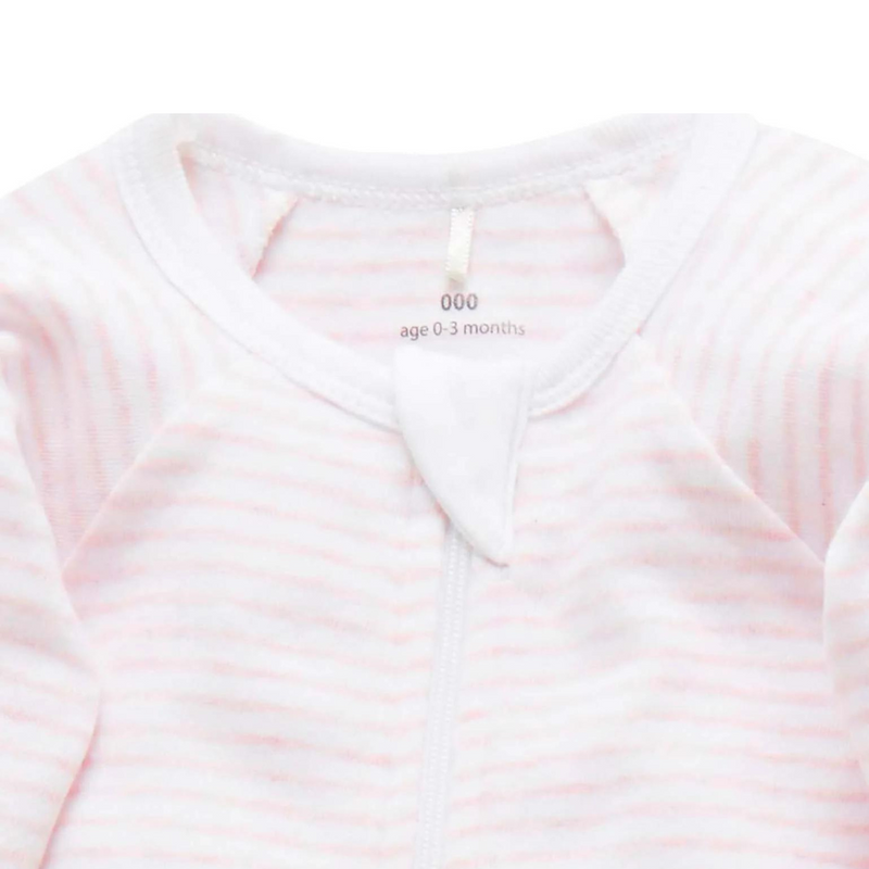 Purebaby 2pk Zip Growsuit - Pale Pink Spots & Stripes