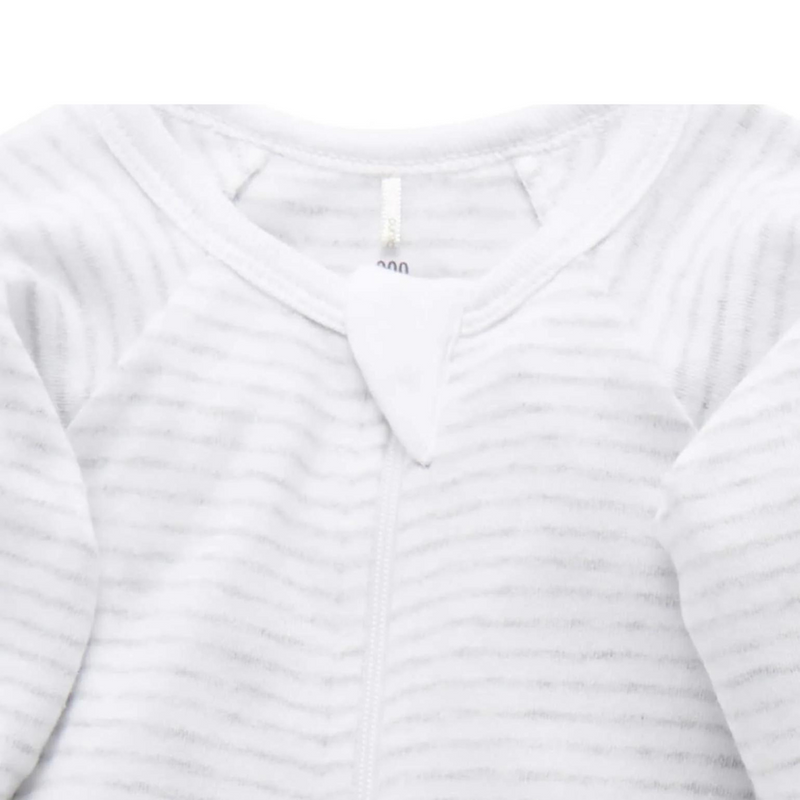 Purebaby 2pk Zip Growsuit - Pale Grey Spots & Stripes