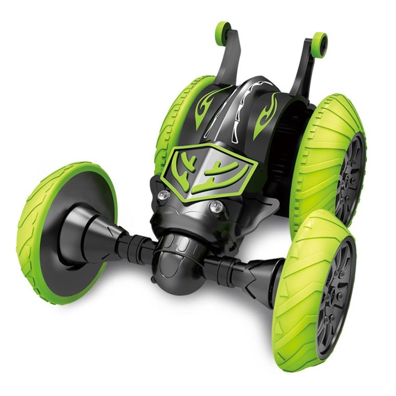 360-degree Rotating Remote Control Car with Telescopic Tipping Bucket for Fancy Drifting and Climbing - Black / Green