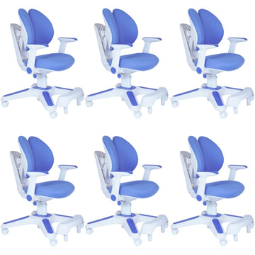 Ergonomic Children Kids Study Chair Set of 6 Height Adjustable - Blue