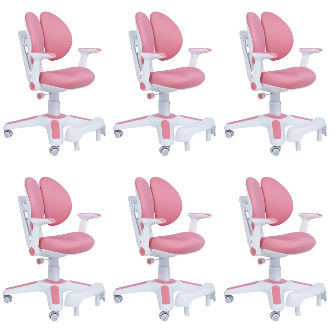 6x Ergonomic Children Kids Study Chairs Height Adjustable - Pink