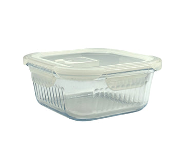 bulk 12 Borosilicate Glass Container W Lid Square 800ml 16x8cm
