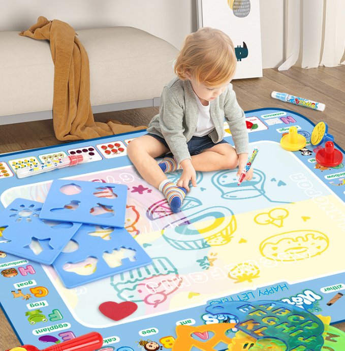 African animals Giant Aqua Magic Doodle Mat 100x80cm - Mess-Free Reusable Water Drawing Pad for Creative Kids