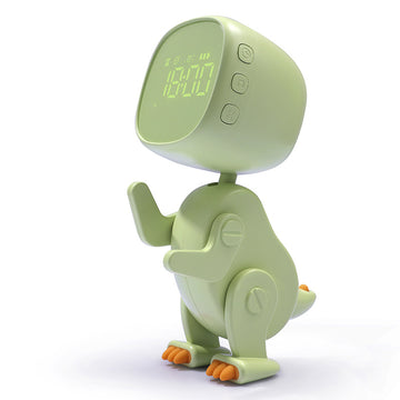 Adorable Dinosaur Alarm Clock & Visual Timer - Kids' Wake-Up Helper with Night Light & Multiple Ringtones(green)