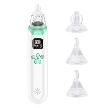 White and Green Rechargeable Electric Baby Nasal Aspirator - Gentle Nose Cleaner with 3 Suction Levels, Soothing Music & Light
