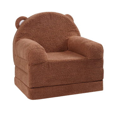 VEVOR Baby Chair Foldable 2-in-1 Baby Lounger Couch Cartoon Kids Sofa Brown
