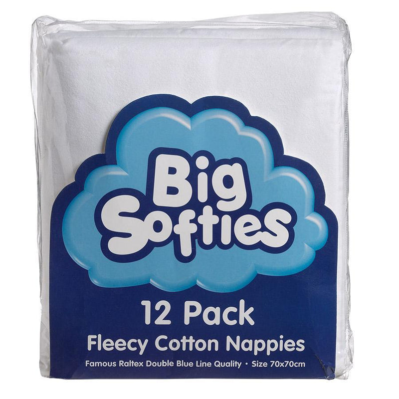 12pk Fleecy Cotton Nappies