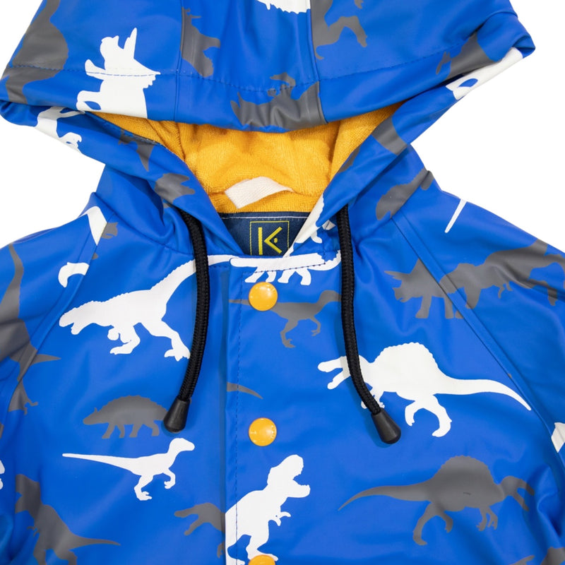 Korango Dino Colour Change Raincoat - Victoria Blue