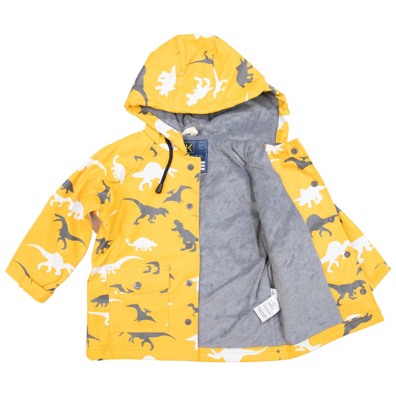 Korango Dino Colour Change Raincoat - Mustard
