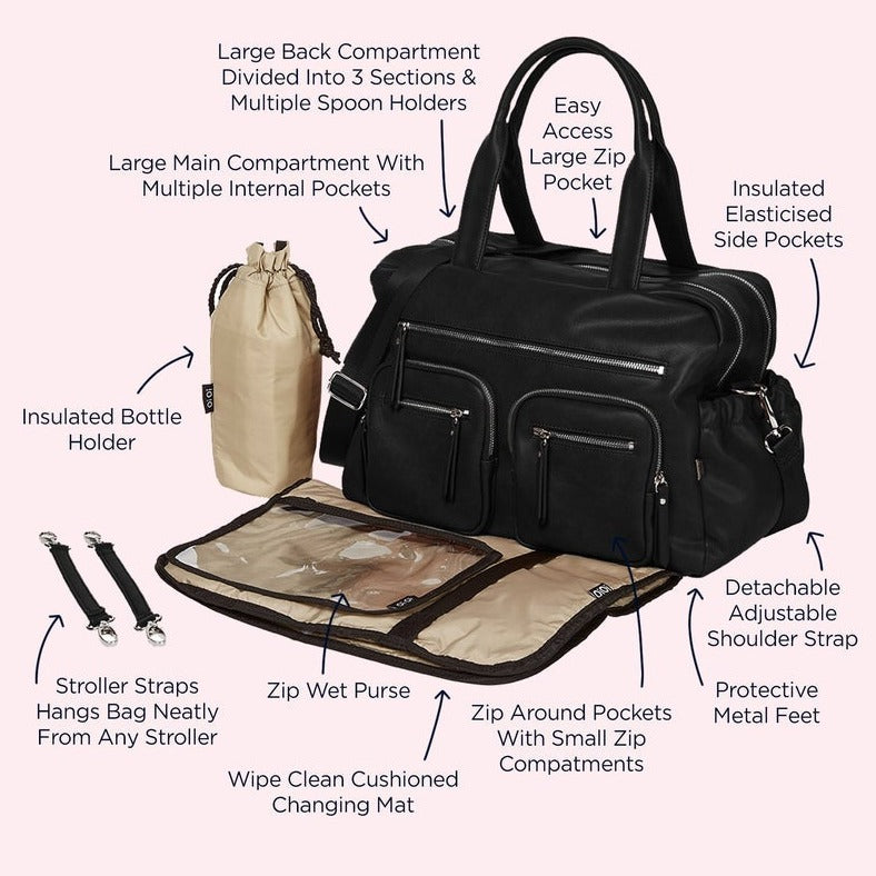 Faux Leather Carry All Nappy Bag