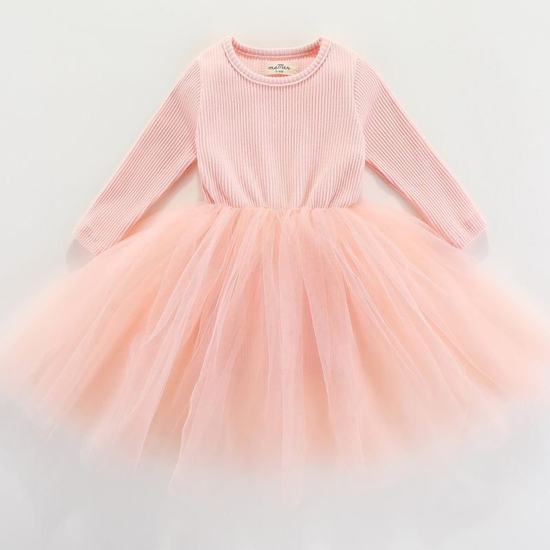 Valentina Long Sleeve Tutu Dress - Peach Pink