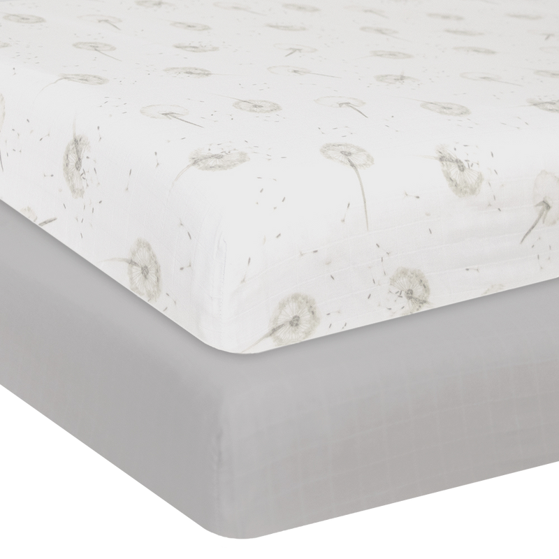2pk Muslin Cot Fitted Sheets - Dandelion