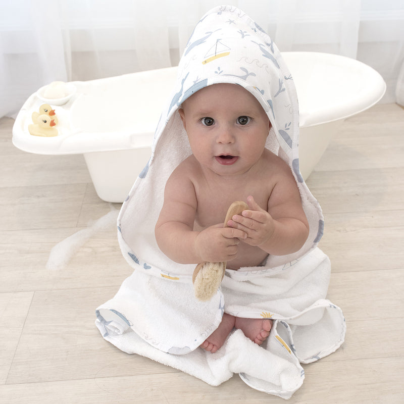 Living Textiles Muslin Hooded Towel - Whale