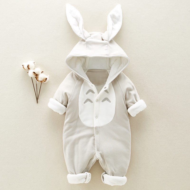 Cotton baby romper thickened chinchilla hooded