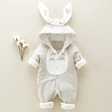 Cotton baby romper thickened chinchilla hooded