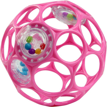 Bright Starts Oball Easy-Grasp Rattle BPA-Free Infant Toy in Pink, Age Newborn and up, 4 Inches