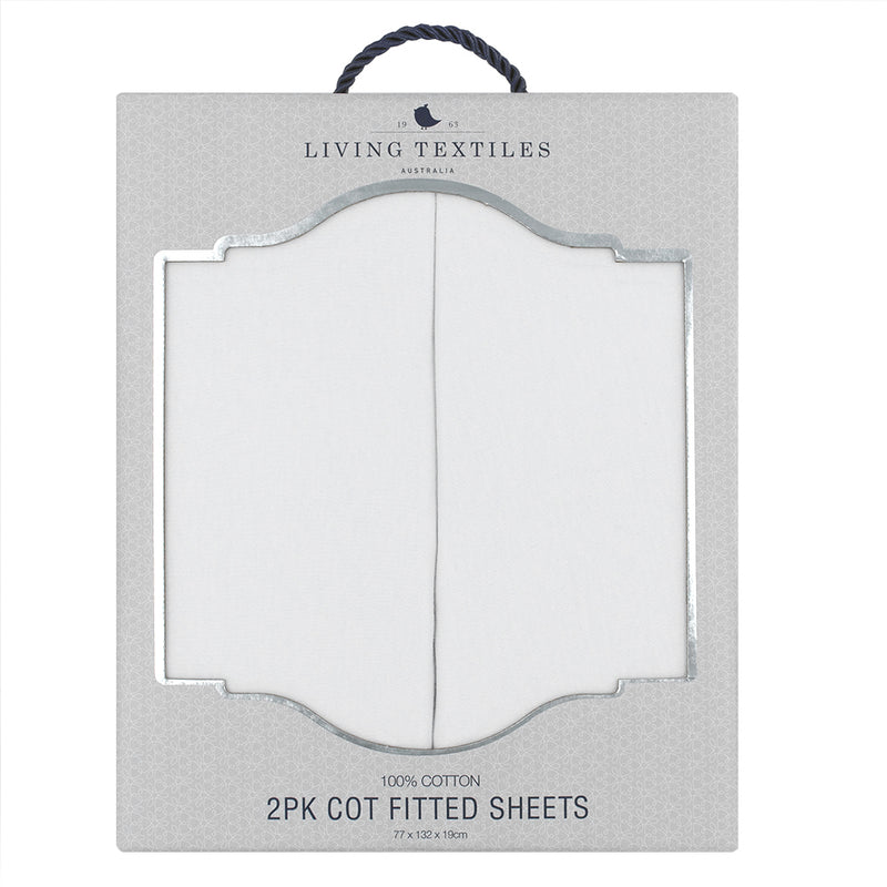 Living Textiles 2pk Jersey Cot Sheets - White