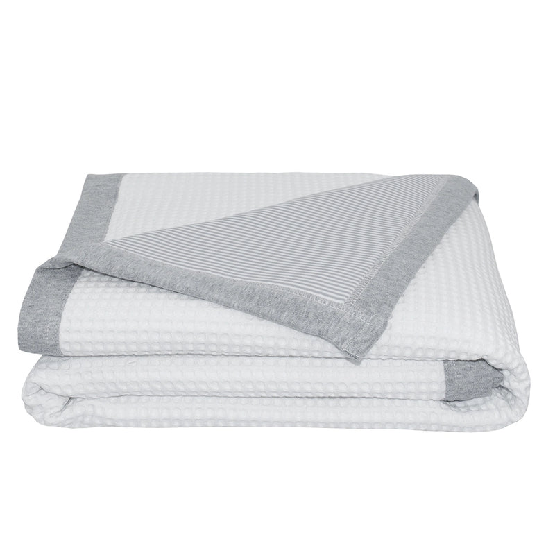 Living Textiles Cot Waffle Blanket - Grey Stripes