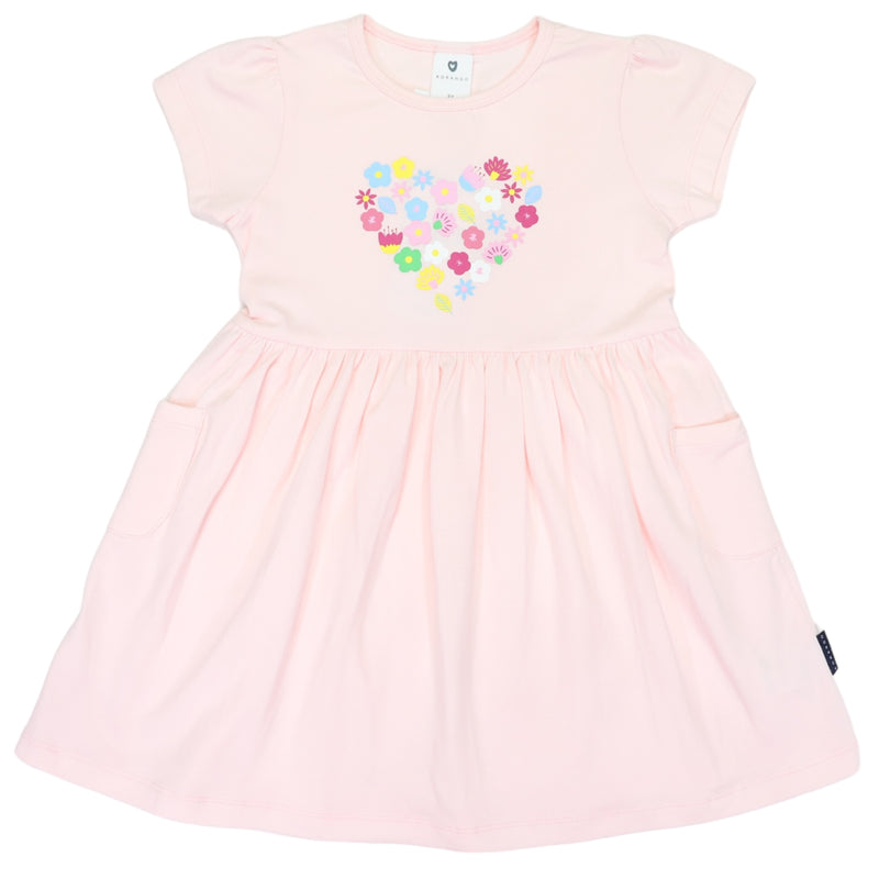 Korango Flower Heart Print Dress - Pink