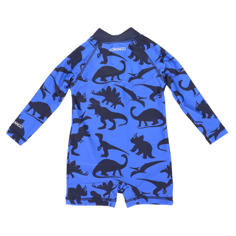 Korango Dinosaur Long Sleeve Zip Swimsuit - Blue/Navy
