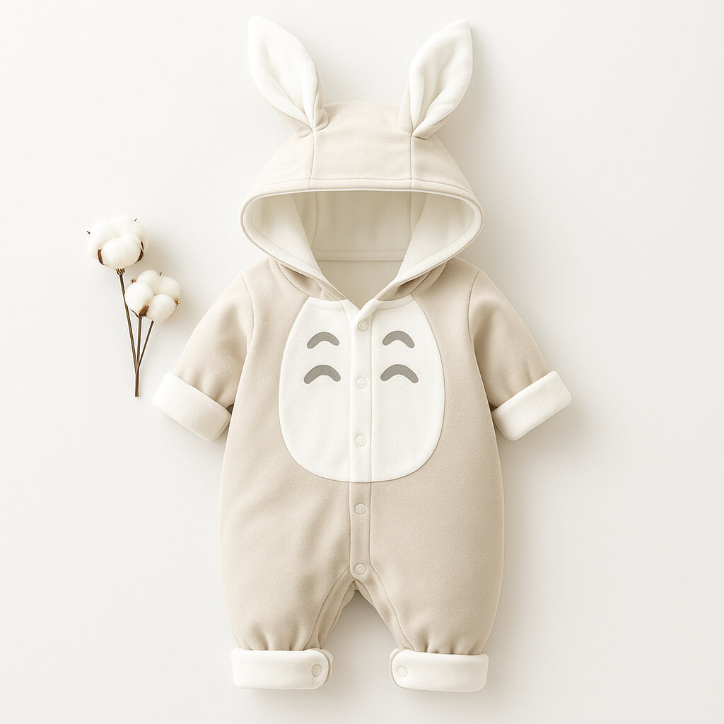 Cotton baby romper thickened chinchilla hooded