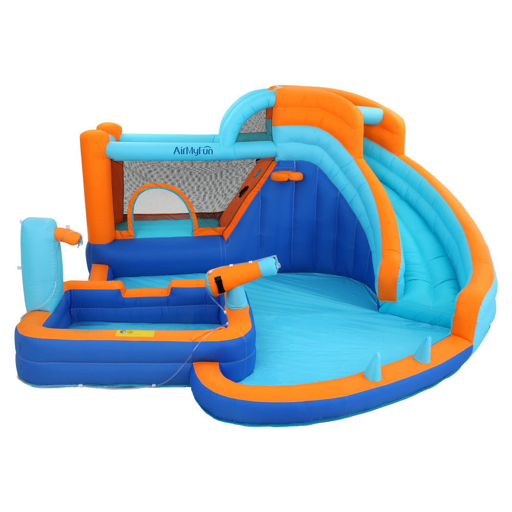 Colorful inflatable kids' water slide and bounce castle by Everything Baby, outdoor play equipment for children, 382x381cm size