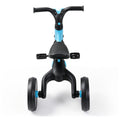 Blue RIGO tricycle bike for kids with 3 wheels, made of carbon steel, featuring a sturdy frame and comfortable seat.