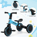 Blue RIGO tricycle bike for kids with 3 wheels, made of carbon steel, suitable for young children, from Everything Baby.