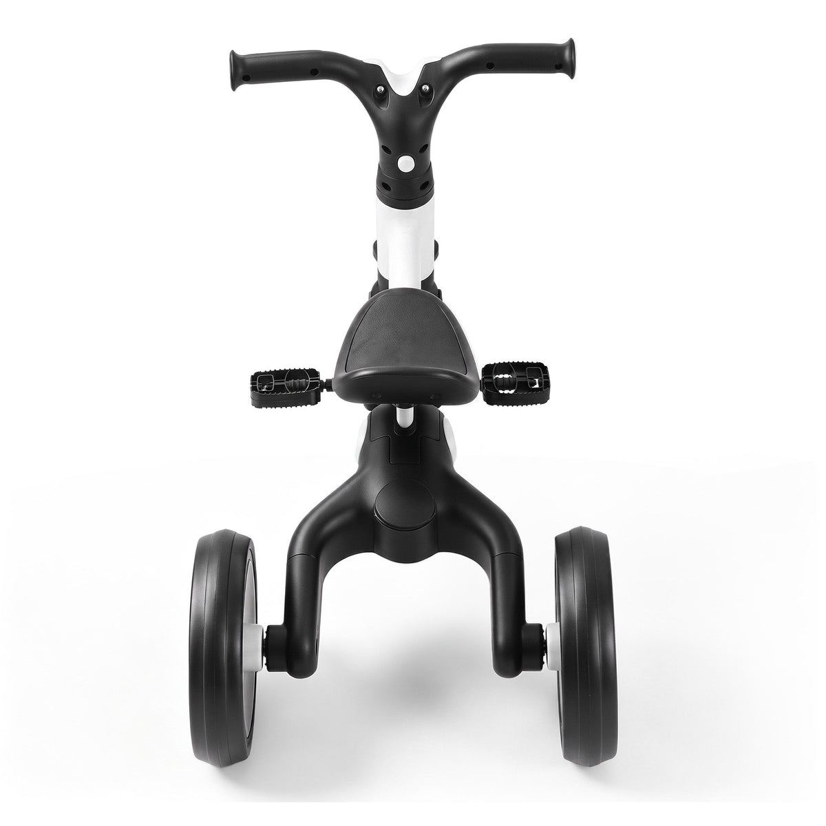 White RIGO tricycle bike for kids with 3 wheels, made of carbon steel, featuring a sturdy design for young children.