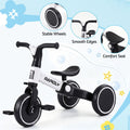 White RIGO kids tricycle bike with 3 wheels made of carbon steel, designed for young children, 70cm size, by Everything Baby.
