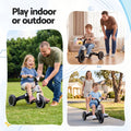 White RIGO tricycle bike for kids with 3 wheels, made of carbon steel, featuring a sturdy design for young children.
