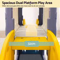 Keezi 4-in-1 kids' playset with slide, double swings, basketball hoop, and playhouse for active outdoor fun