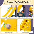 Keezi kids 4-in-1 slide swing set with double swings, basketball hoop, and playhouse for children, ideal for active play.