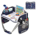 Keezi Kids travel lap desk in blue, portable car seat organizer for kids, suitable for car and airplane use, by Everything Baby