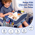 Keezi kids travel lap desk in blue, portable car seat organizer for children, ideal for car and airplane use