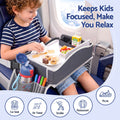 Keezi Kids travel tray car seat lap desk in grey, portable organizer for children, suitable for cars and airplanes.