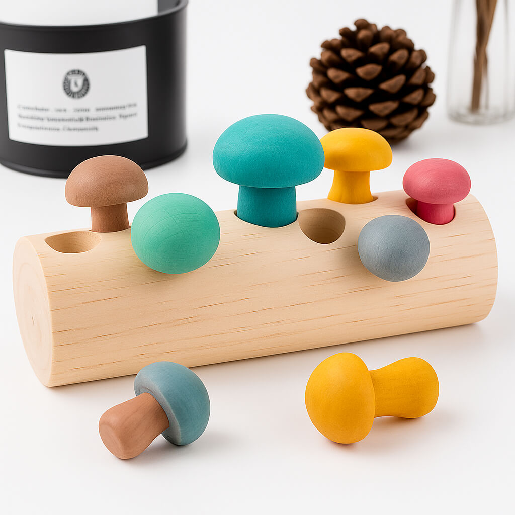 Simulation Mushroom Picking Game Wooden Toys