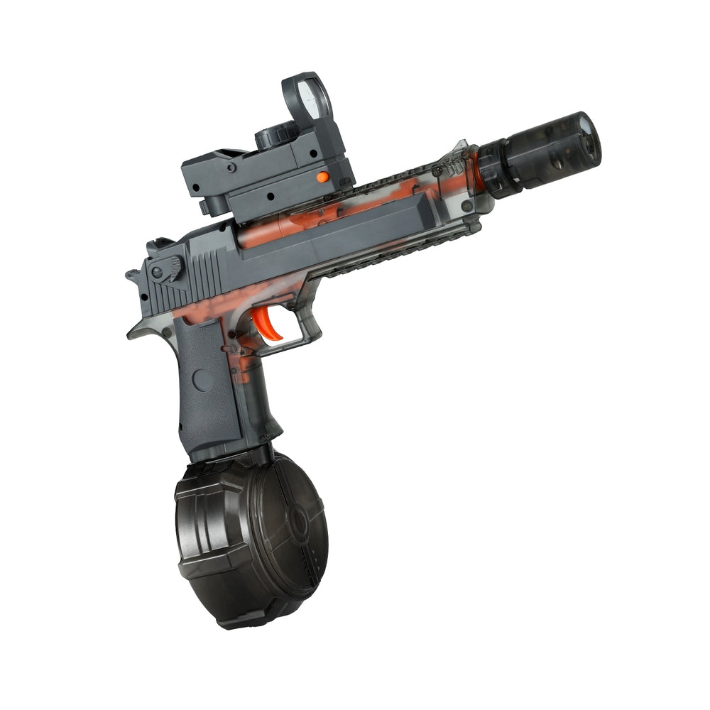 Grey Keezi kids electric water gun with 500ml tank, suitable for pretend play, lightweight and fun for children.