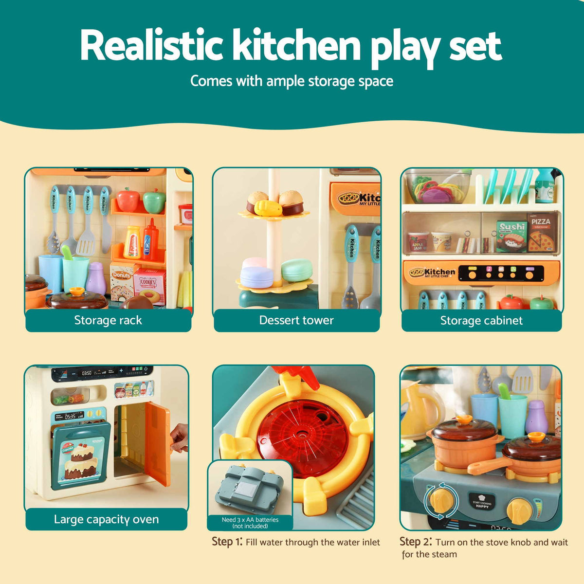 Keezi 2-piece kids pretend kitchen and washing playset with sink toys, designed for imaginative baby and kids pretend play activities.