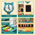 Keezi 2-piece kids pretend kitchen playset with water toys, fishing game, and food for imaginative pretend play.