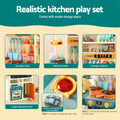 Keezi 2-piece kids pretend kitchen playset with water toys, fishing game, and food accessories for imaginative play.