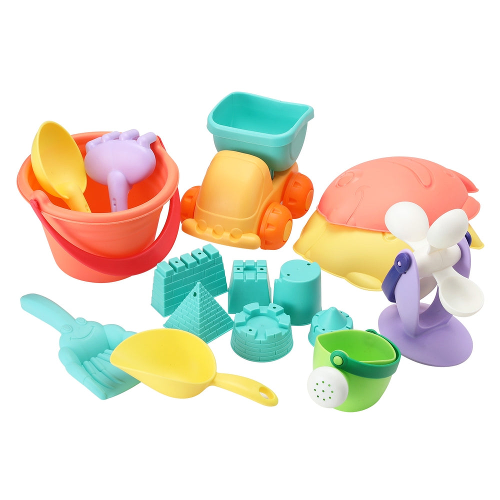 Keezi kids outdoor water table tool kit with sand truck, windmill, bucket, shovel, and sandpit toys for children’s outdoor play.