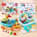 Keezi kids pretend kitchen sink and water playset with fishing game and play food, ideal for baby and kids pretend play activities.
