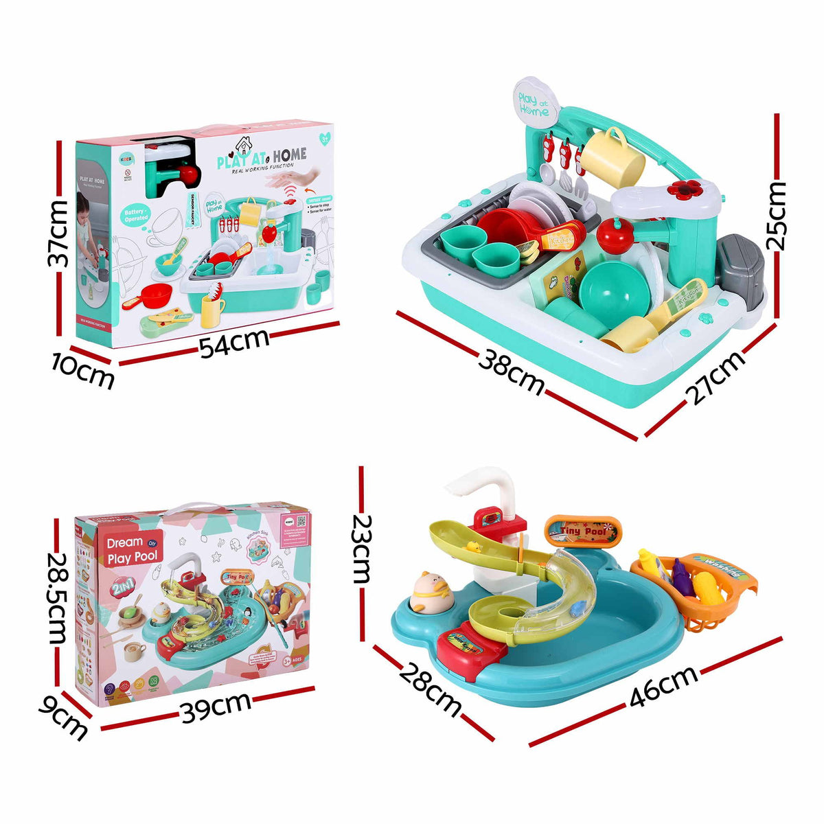 Keezi kids pretend kitchen sink and water playset with fishing game, featuring play food and interactive water features for kids.