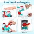 Keezi kids pretend kitchen sink and water playset with fishing game and play food for imaginative toddler play.