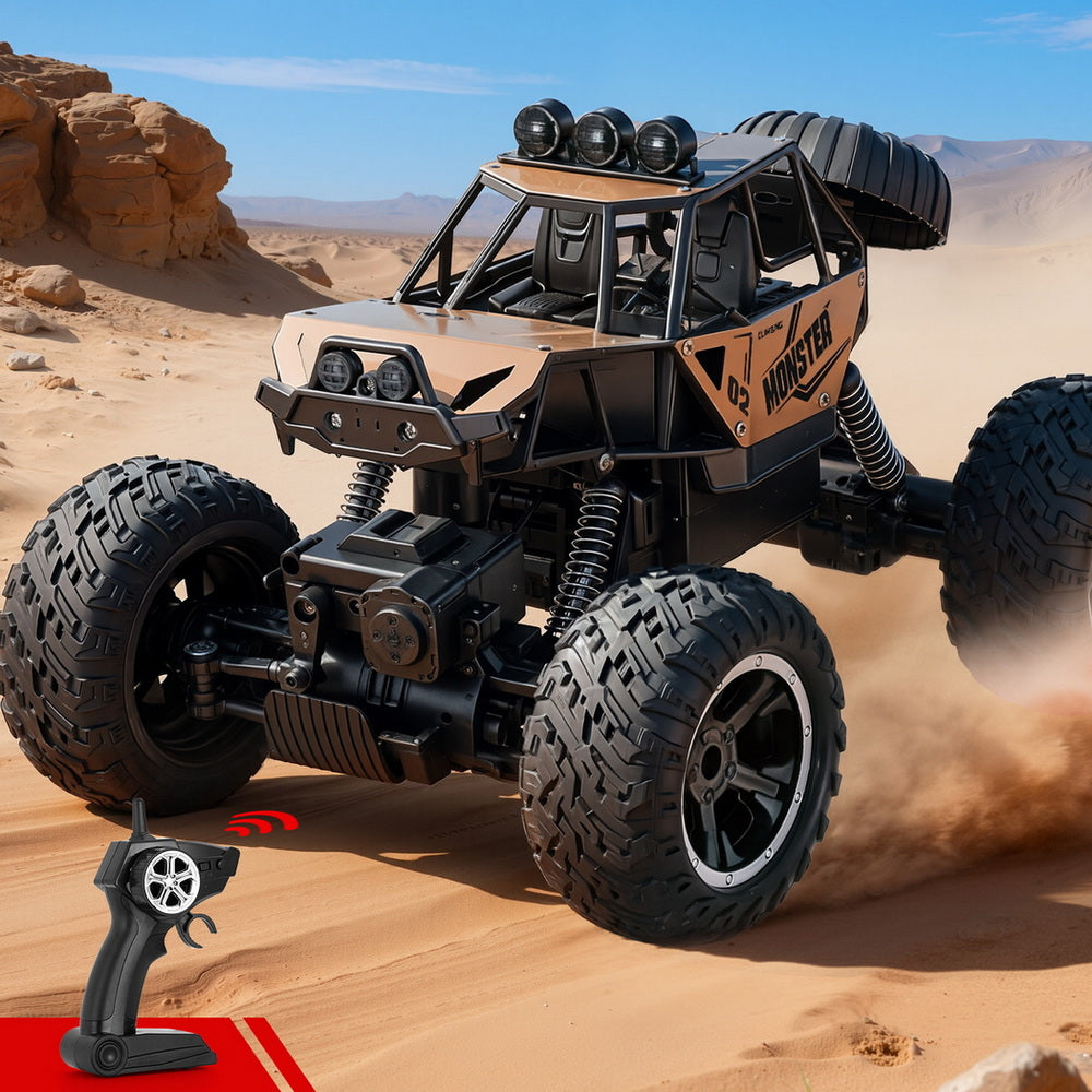 Keezi kids remote control off-road truck, electric toy vehicle with 4WD, designed for outdoor pretend play and outdoor fun.