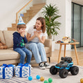 Blue Keezi kids' amphibious remote control car and boat with water spray, designed for children’s activity and play.